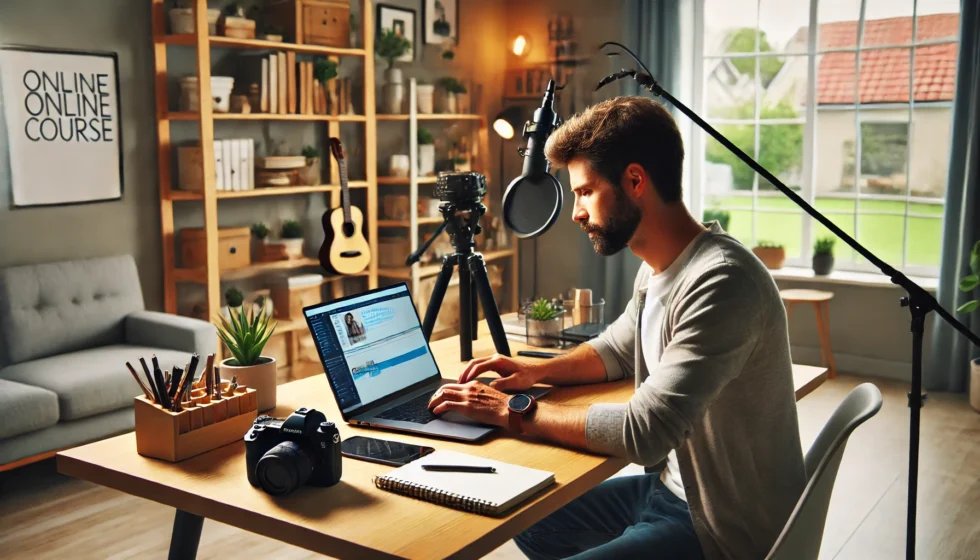 Criador produzindo aulas para um curso online
